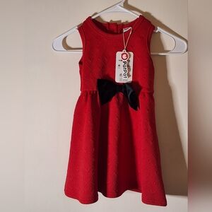 NWT PatPat Toddler Girl Red Heart Embossed Dress with Velvet Bow – 3/4Y